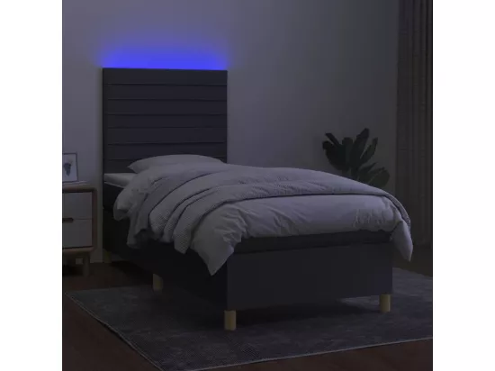 Sommier tapissier avec matelas et LED Gris foncé 90x190cm Tissu