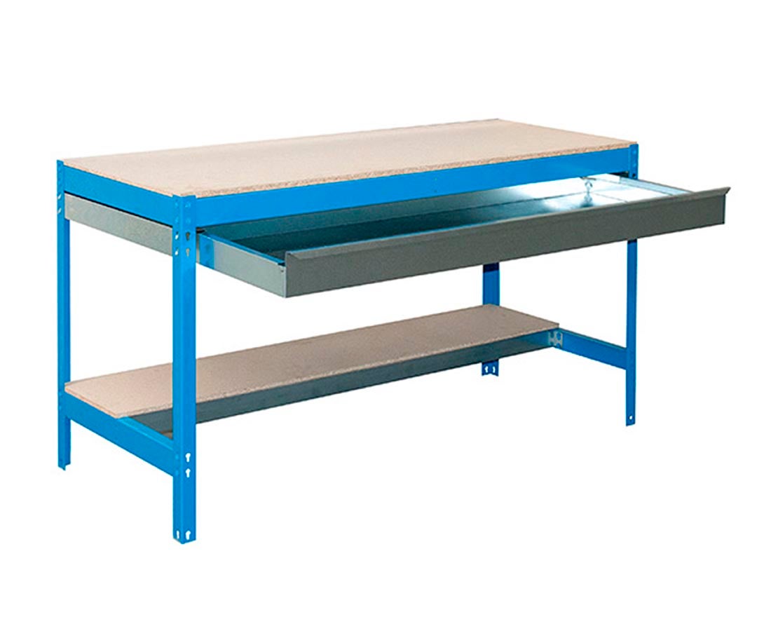 PROREGAL Buffalo werkbank met lade, HxBxD 84 x 150 x 76 cm, draagvermogen 600 kg, blauw