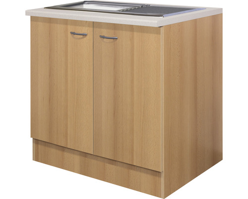 Flex Well spoelbakkast inclusief spoelbak Nano BxDxH 100 x 60 x 85 cm beuken mat gedemonteerd