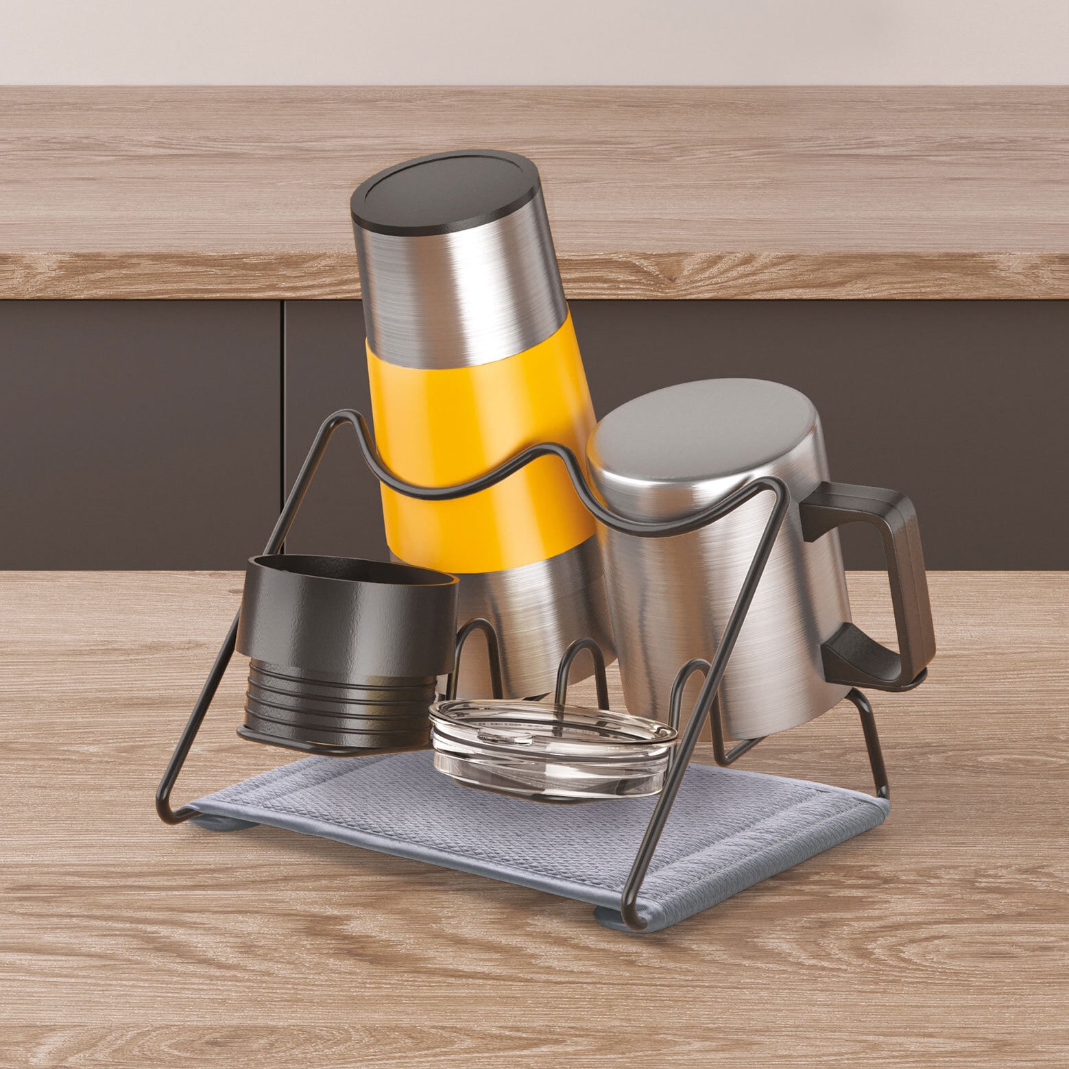 metaltex Abtropfgestell DRYMUG-2 LAVA für 2 Becher schwarz TouchTherm