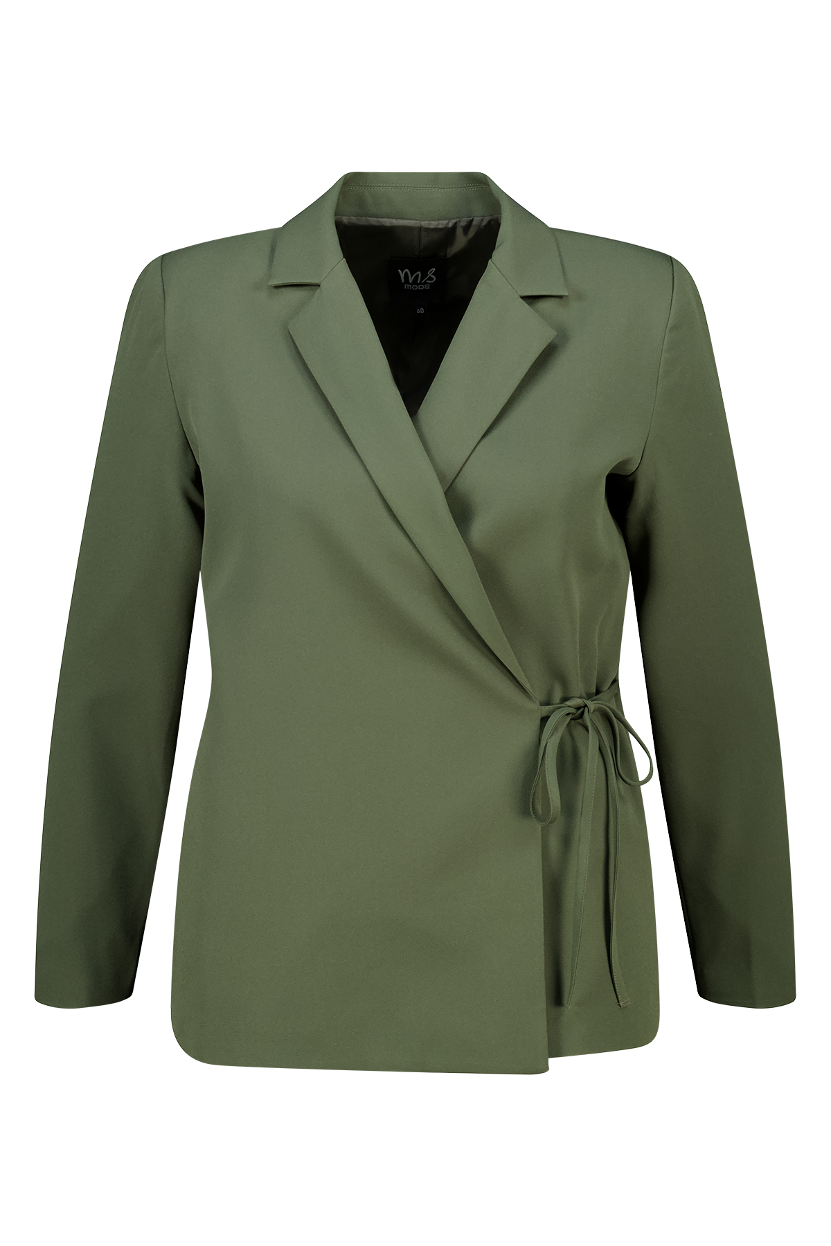 Overslag blazer met strikceintuur Donker khaki