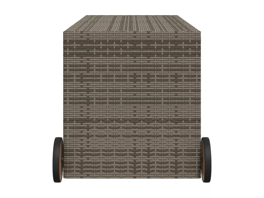 Boîte de rangement de jardin et roues gris 283L résine tressée