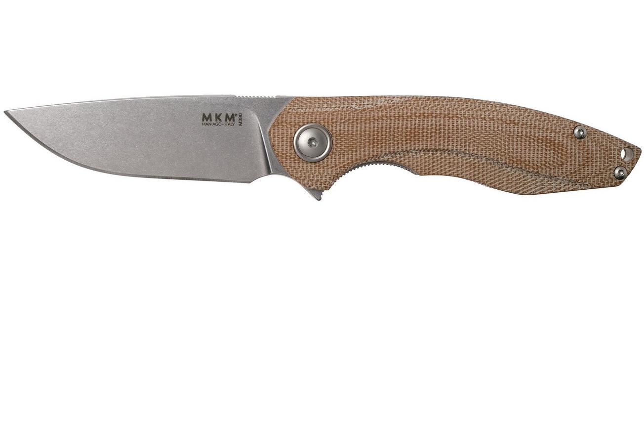 MKM Timavo VP02-NC Natural Canvas Micarta Stonewash zakmes, Voxnaes design
