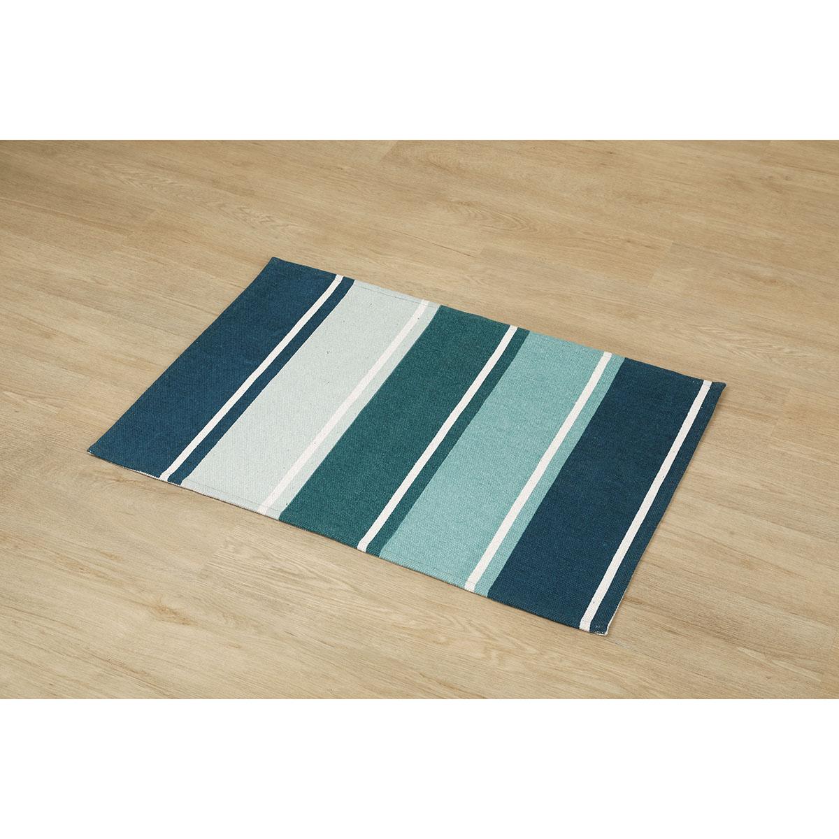 TAPIS IMPRIME 5 COULEURS 60X90CM BLEU VERT