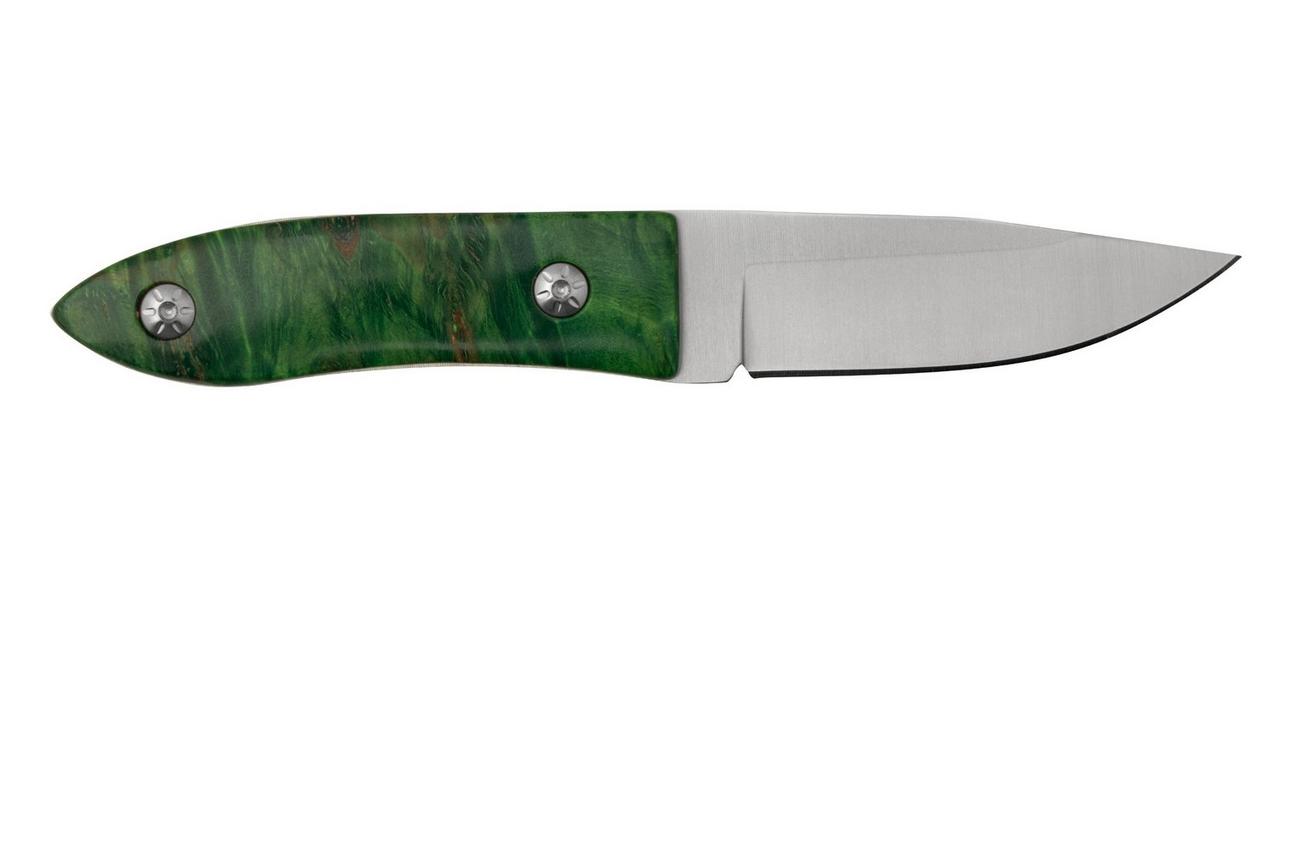 Maserin AM22, 923-RV Green Poplar Burl, vaststaand mes, Atillio Morotti design