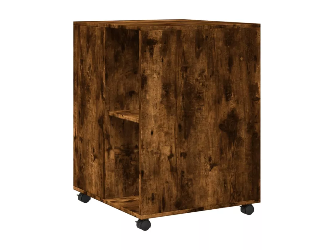 Table d'appoint avec roues chêne fumé bois d'ingénierie
