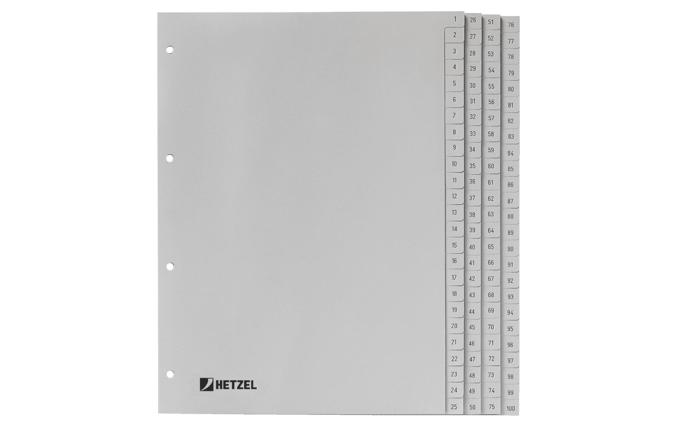 Register A4, Zahlen 1-100 1-100Zahlen-Register im A4-Format