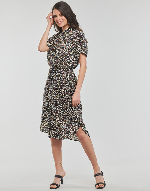 Vero Moda - VMBUMPY SS CALF SHIRT DRESS NOOS - Leopard