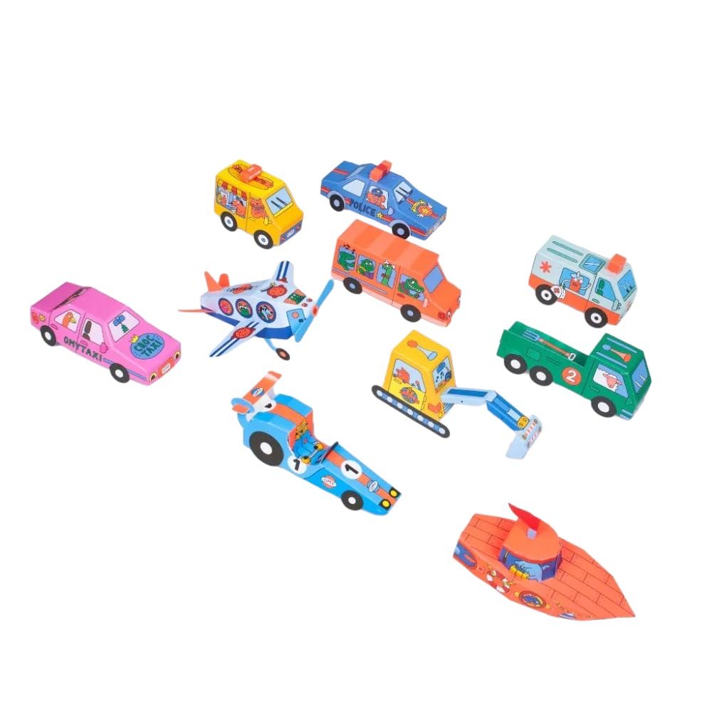 Paper toys 3D Vroom - Véhicules pop-up à construire Omy