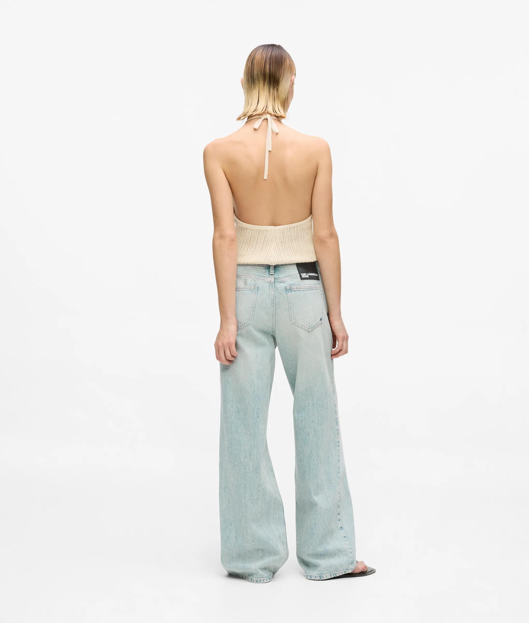 Gerafelde relaxed jeans met middelhoge taille