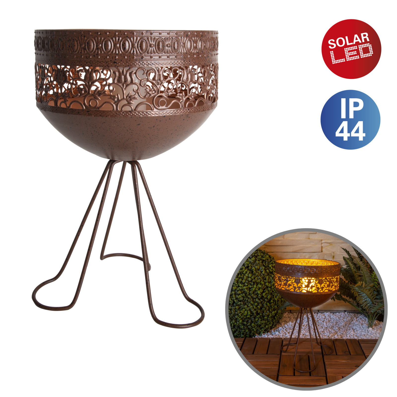 LED Deko-Solarleuchte - rost - mit Standfuß - 34,5 cm