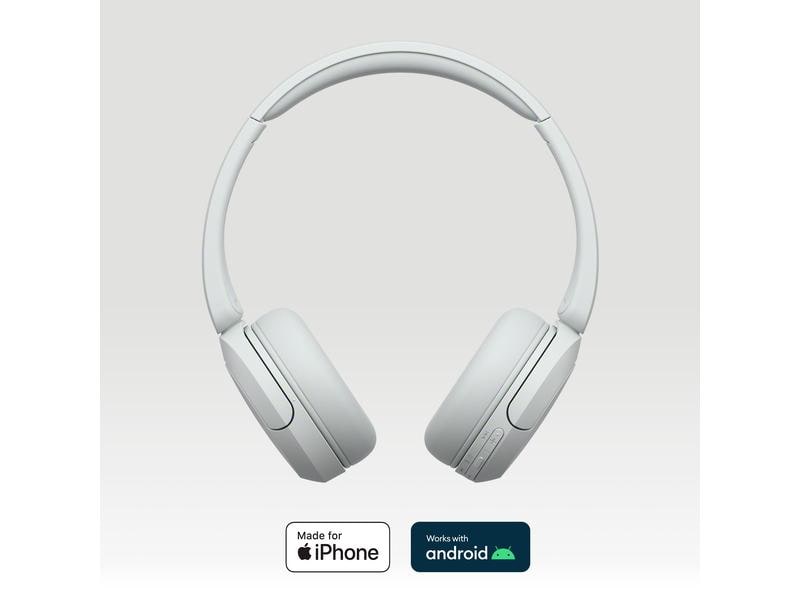 Sony Wireless Over-Ear-Kopfhörer WH-CH520 Weiss Kabelloser Bluetooth-Kopfhörer mit 50 Stunden Akkulaufzeit