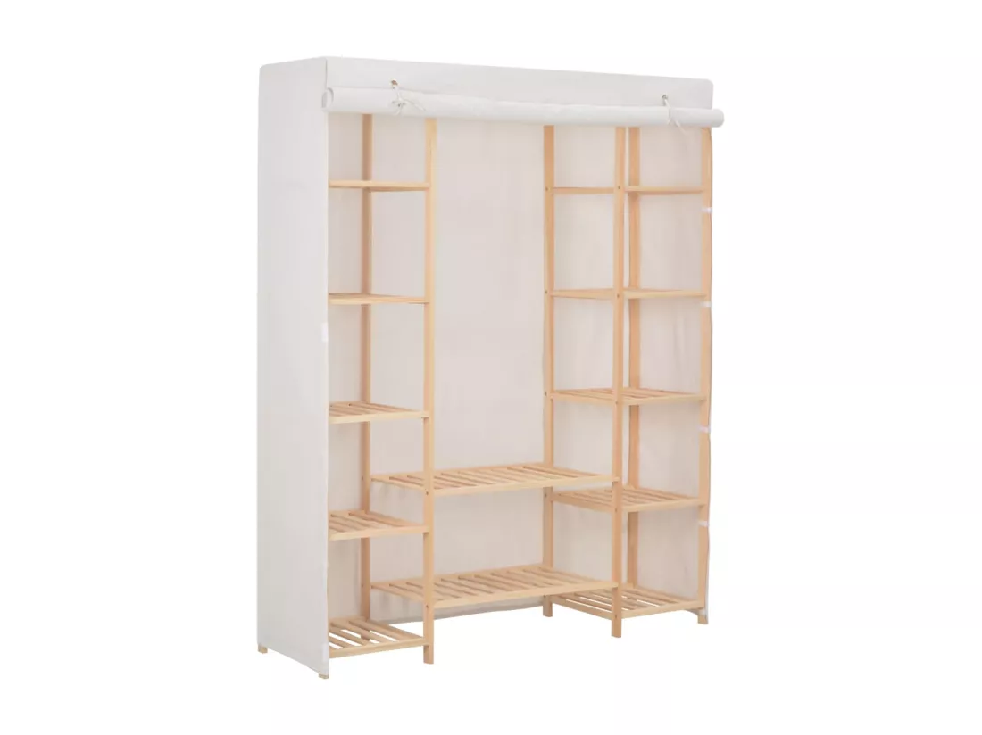 Garde-robe Blanc 135 x 40 x 170 cm Tissu