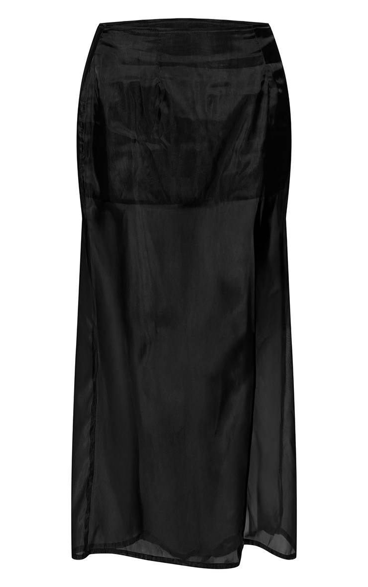 Noir Jupe Longue En Organza Superposée