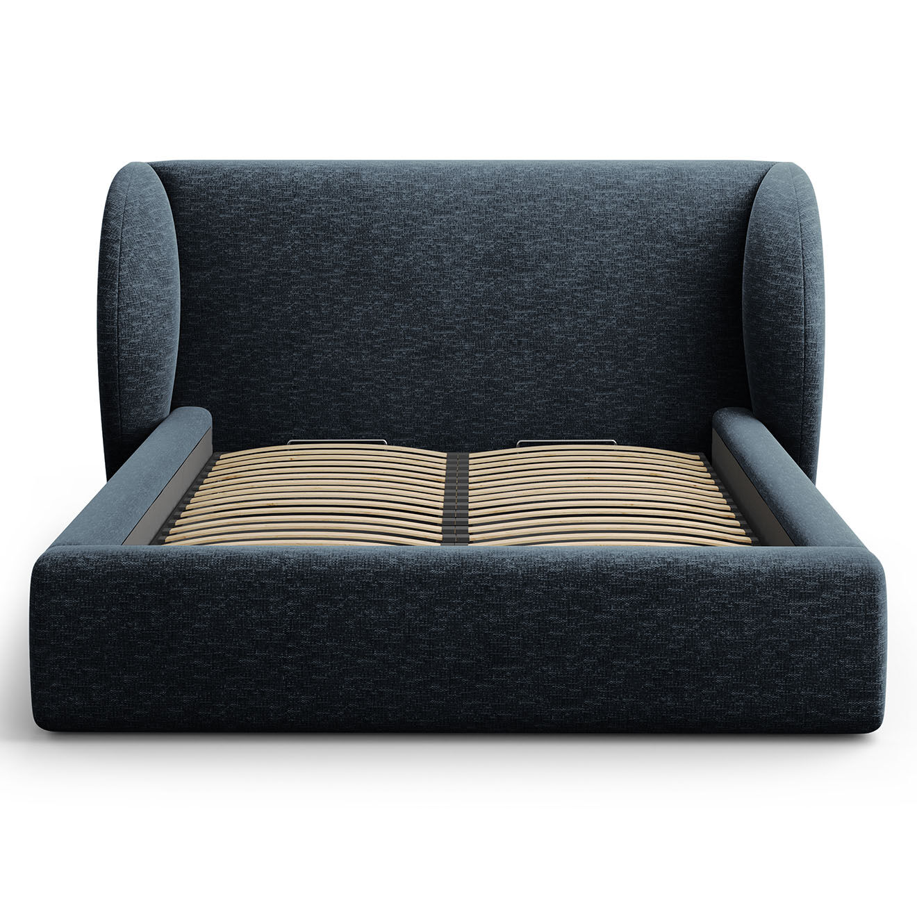 Micadoni Lit Coffre Chenille avec Tête de Lit Miley bleu roi - 230x207x100 cm