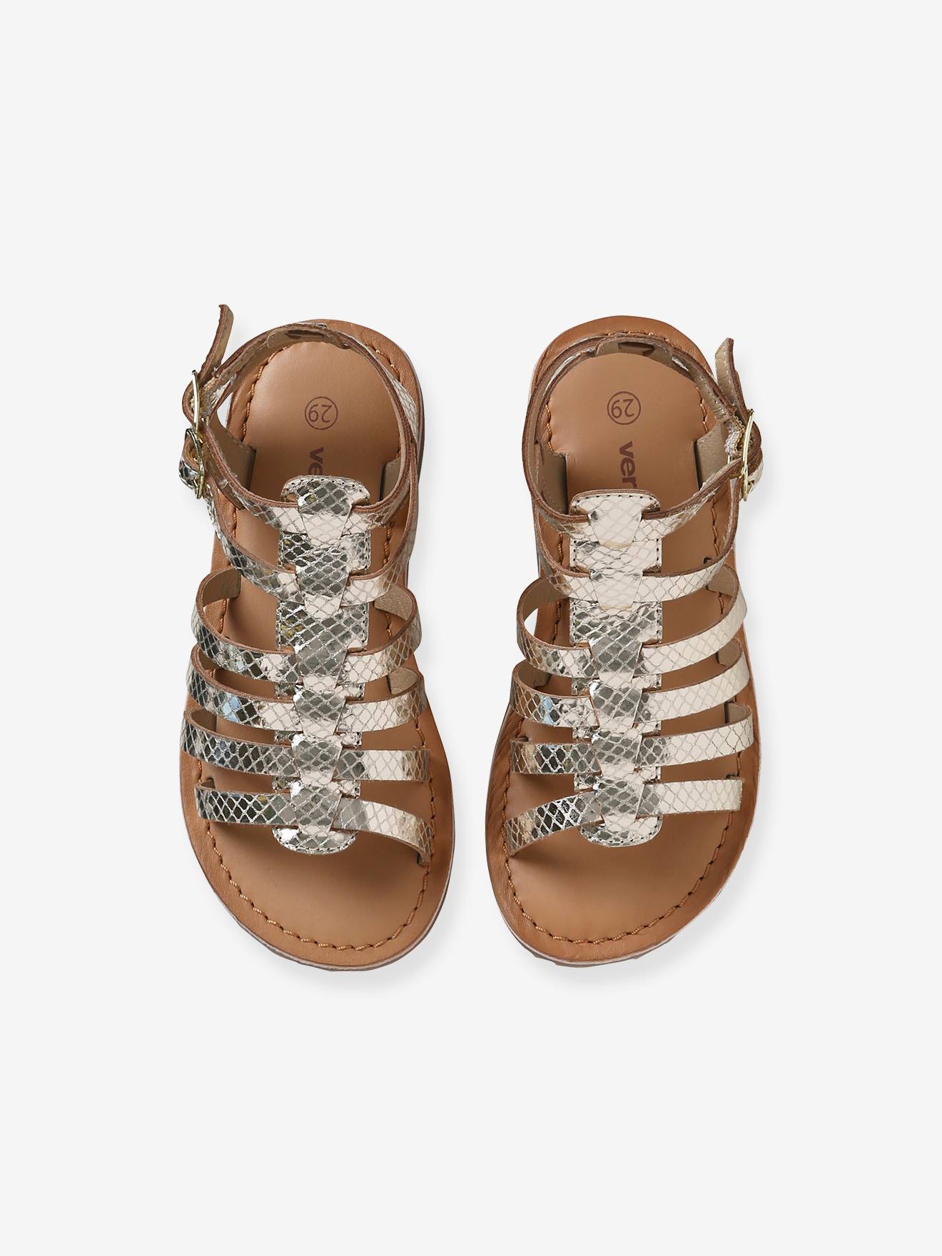 Sandálias altas de couro dourado com um toque minimalista para meninas.