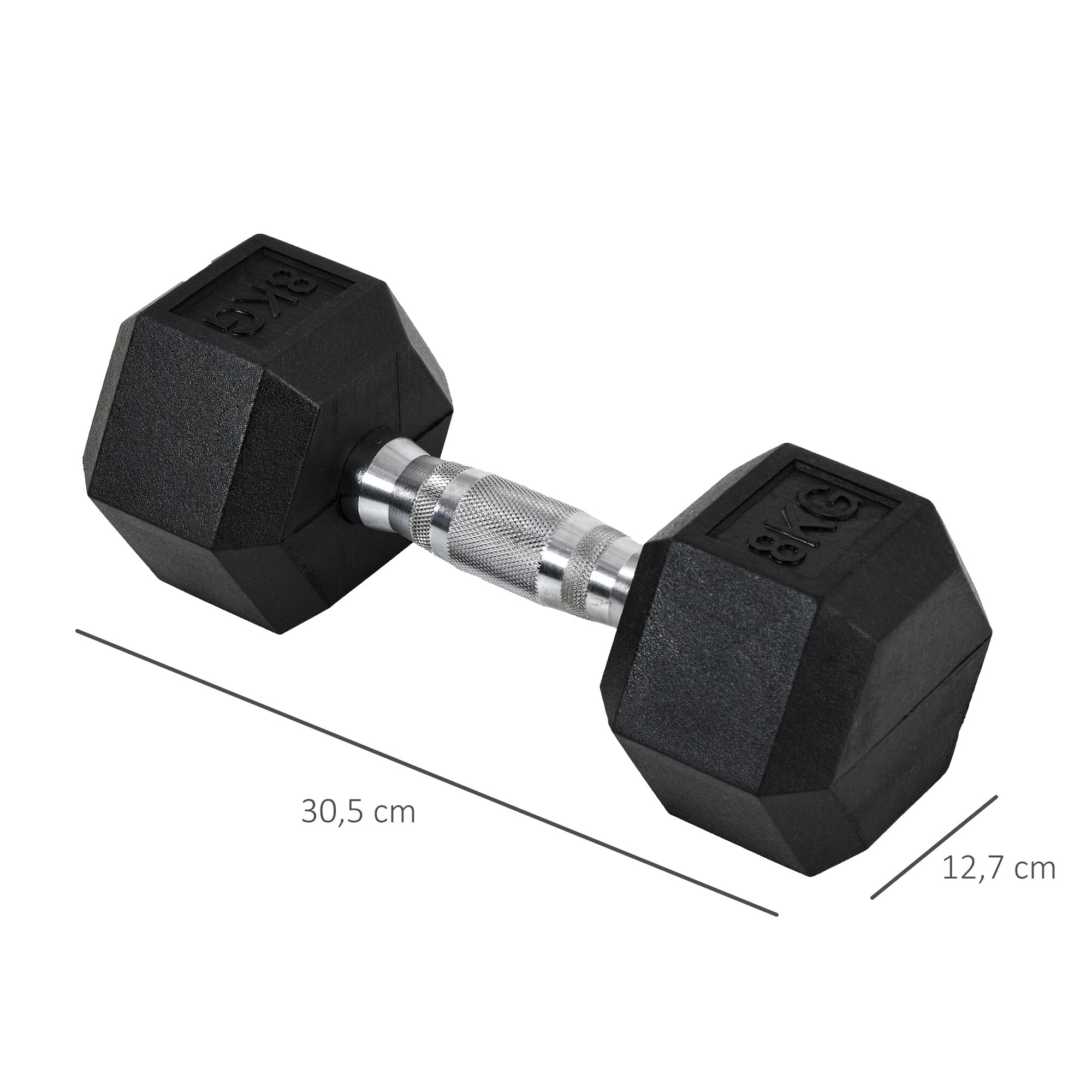 HOMCOM Kurzhantel 2er Set in Hexagon Form schwarz, silber 12,7B x 12,7T x 8,6H cm