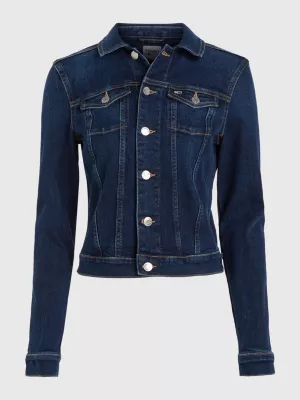 Jaqueta jeans slim fit de lavagem escura