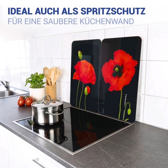 WENKO Herd-Abdeckplatte »Universal Modell Mohn« Herdabdeckung für alle Herdarten, kratzfest, mit rutschfesten Füssen