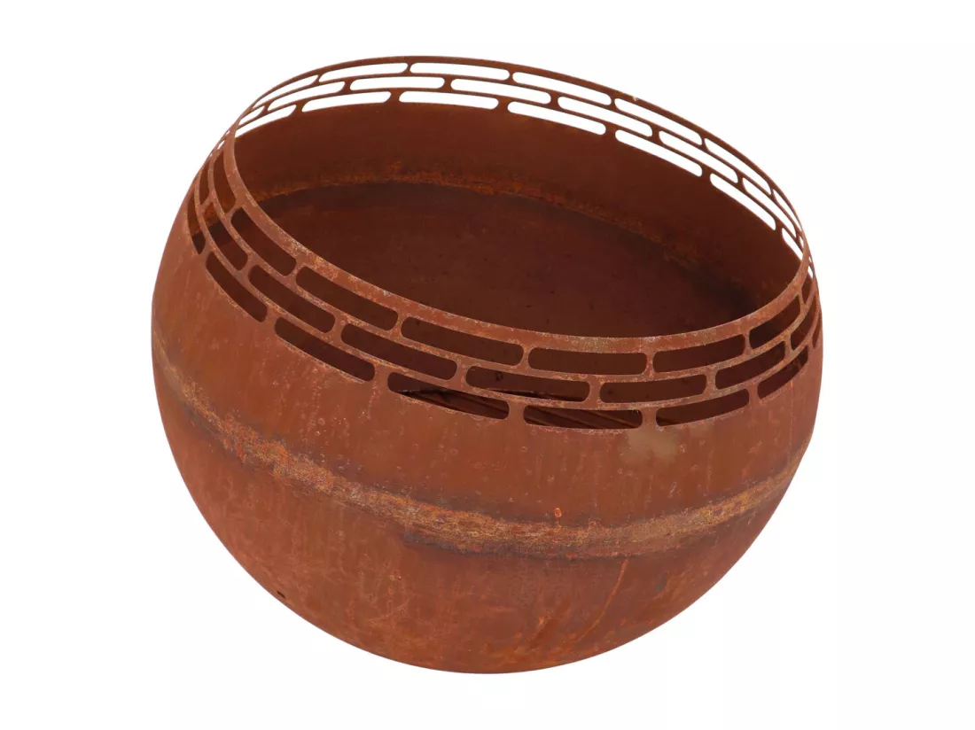 Brasero terrase rond bandes coloris rouille - 58 x 58 x 46,5 cm - Esschert Design