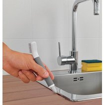 Brosse/grattoir 2 en 1 pour joints, blanc/gris