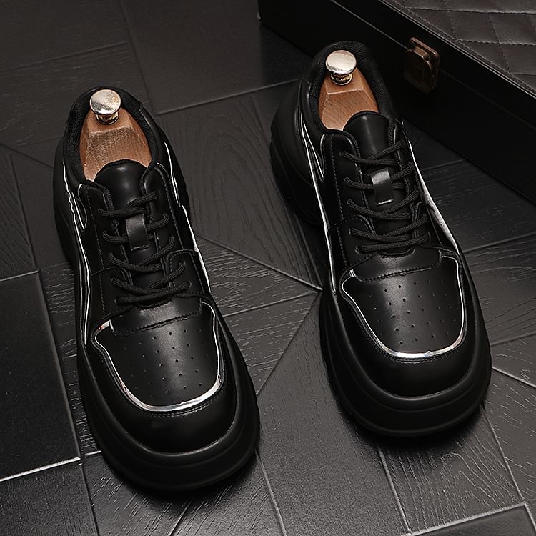 Mr Ozera - Platform Plain Lace-Up Sneakers