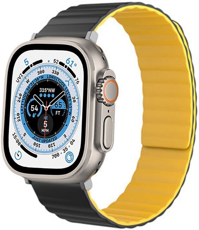 Apple Watch Ultra magnetisch siliconen bandje (zwart/geel)