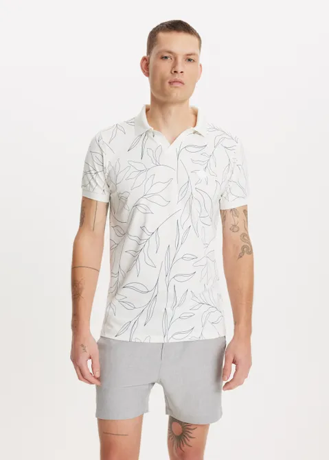 Polo met print floral off-white (WIT.O)