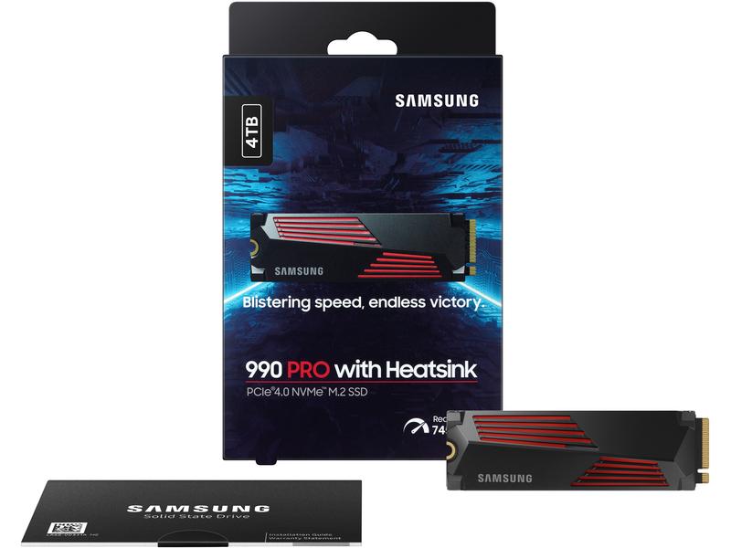 Samsung SSD 990 PRO Heatsink M.2 2280 NVMe 4000 GB M. 2-Solid State Drive für Gamer mit 4000 GB und Kühlkörper