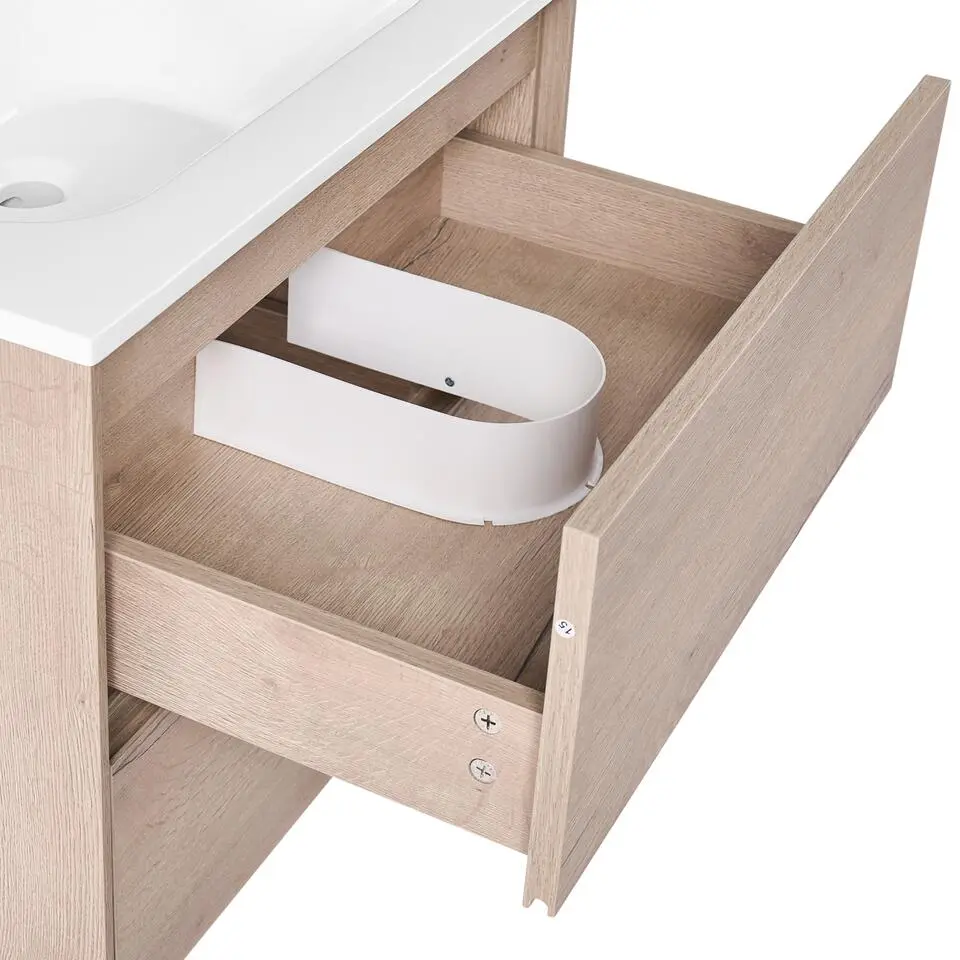 VITA - Wandgemonteerd meubel met wasbak - Lichtbruin - MDF