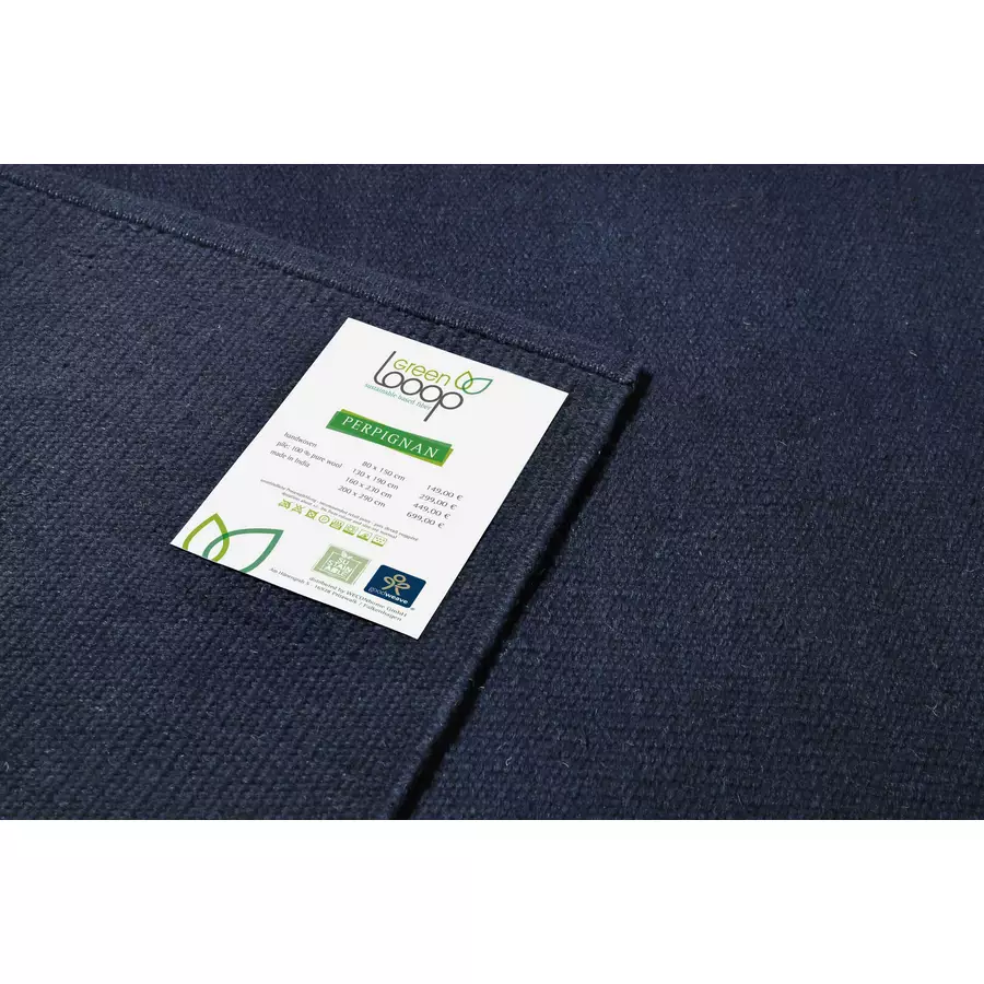 Green Looop Kelim Teppich Perpignan dunkelblau