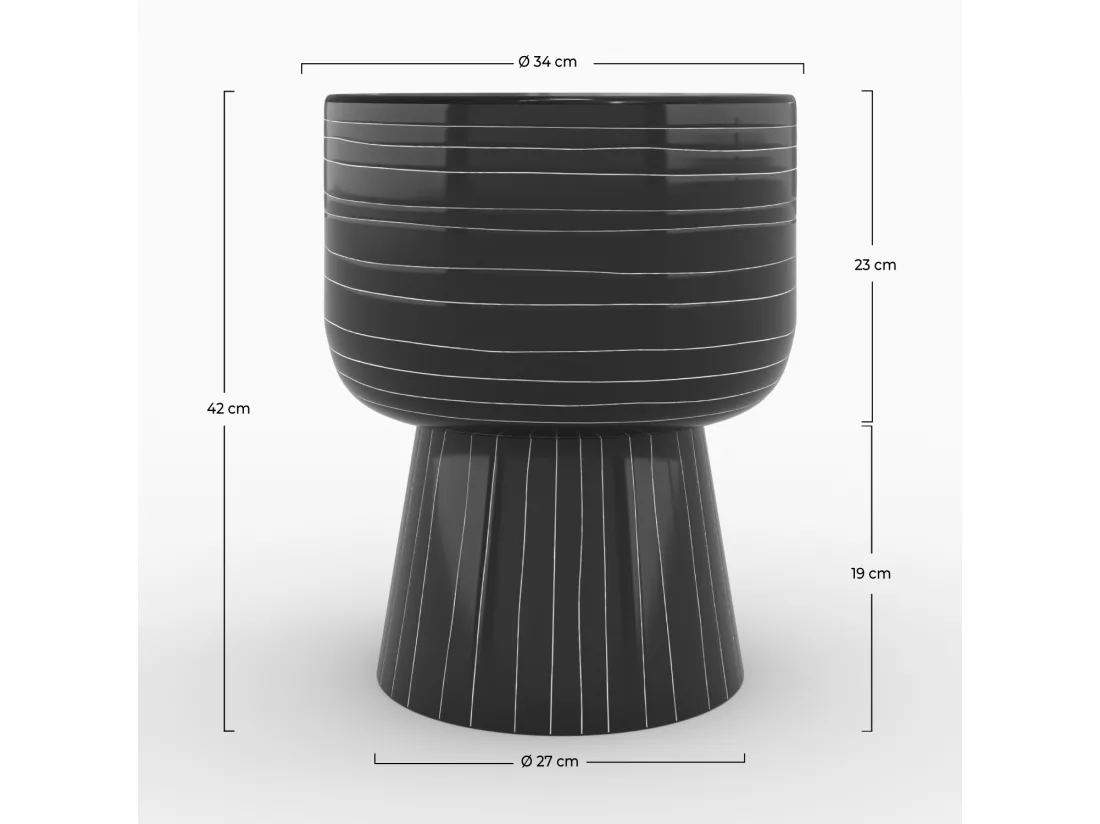 Table d'appoint ronde en métal noir D34 cm - Zita