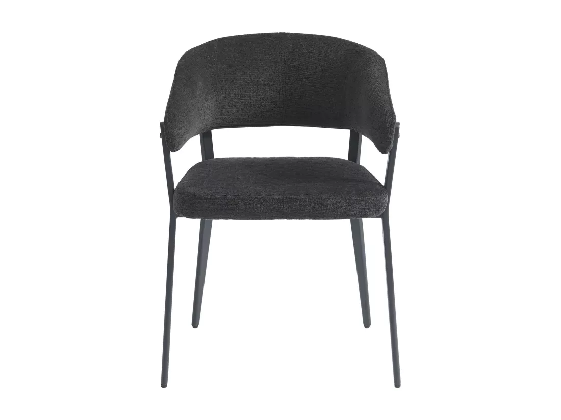 Lot de 6 chaises avec accoudoirs en tissu et métal - Noir - AVRELA