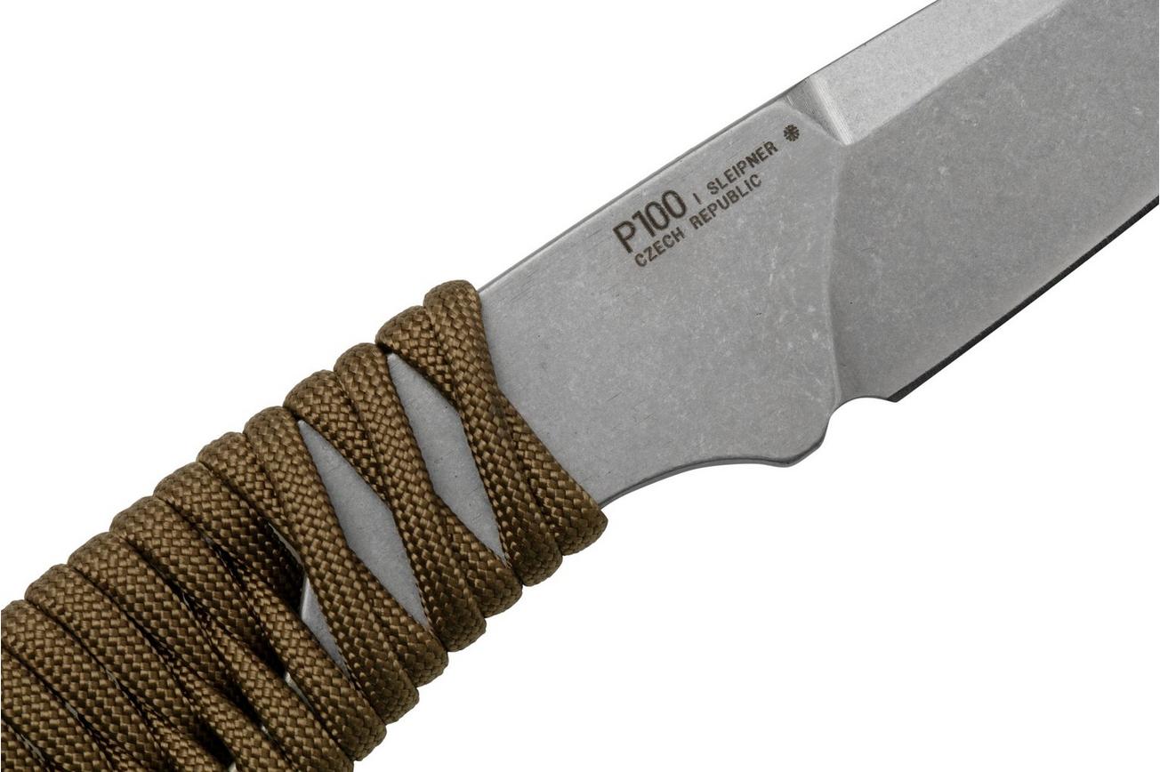 ANV Knives P100 Sleipner, Coyote Paracord, P100-005, Black Kydex Sheath, nekmes