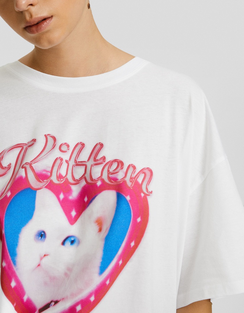 Camiseta de manga curta com estampa da Bershka Wearable Art