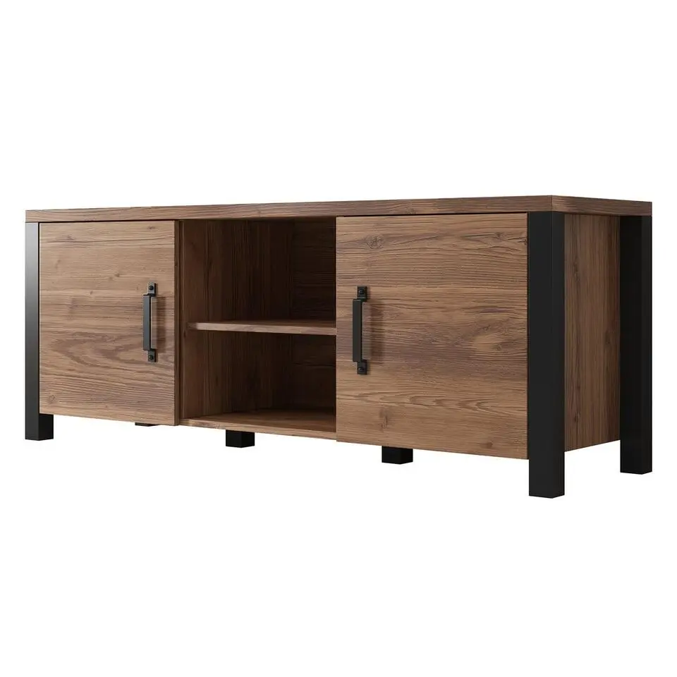 Meubella - TV-Meubel Olivia - Zwart - Eiken - 147 cm