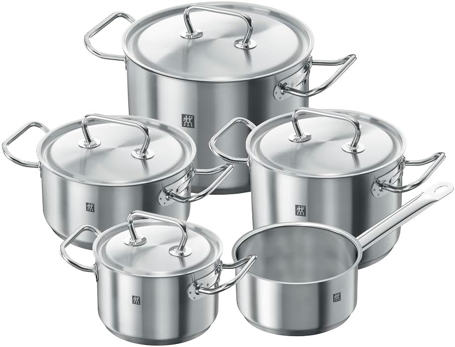 ZWILLING Twin Classic Kochtopf-Set 5-teilig, mit Deckel, Induktionsgeeignet, Unbeschichtet, Edelstahl, Silber