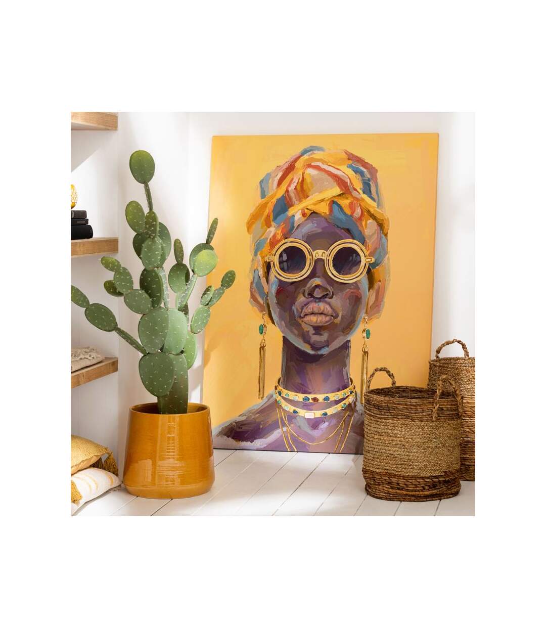Paris Prix - Toile Imprimée femme Africaine 100x141cm Multicolore