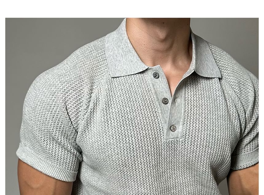 Okwano - Poloshirt met korte mouwen en effen breisel