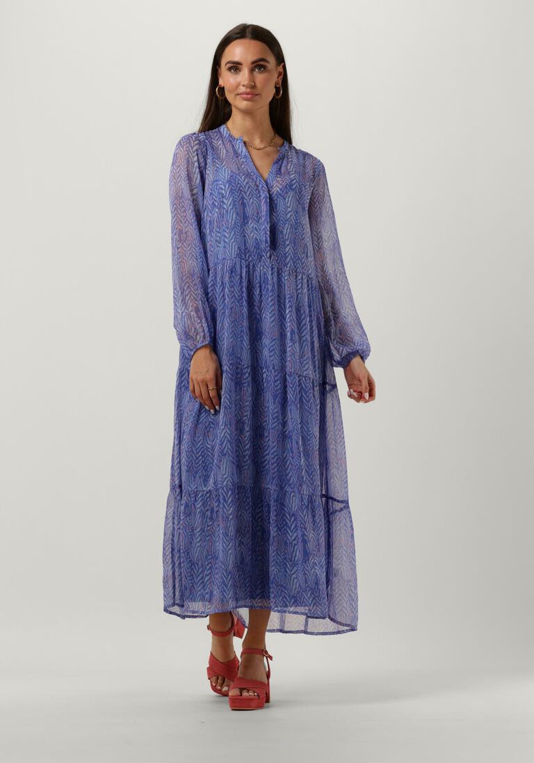 NEO NOIR blauwe neo noir midi jurk nobis swirl mix dress
