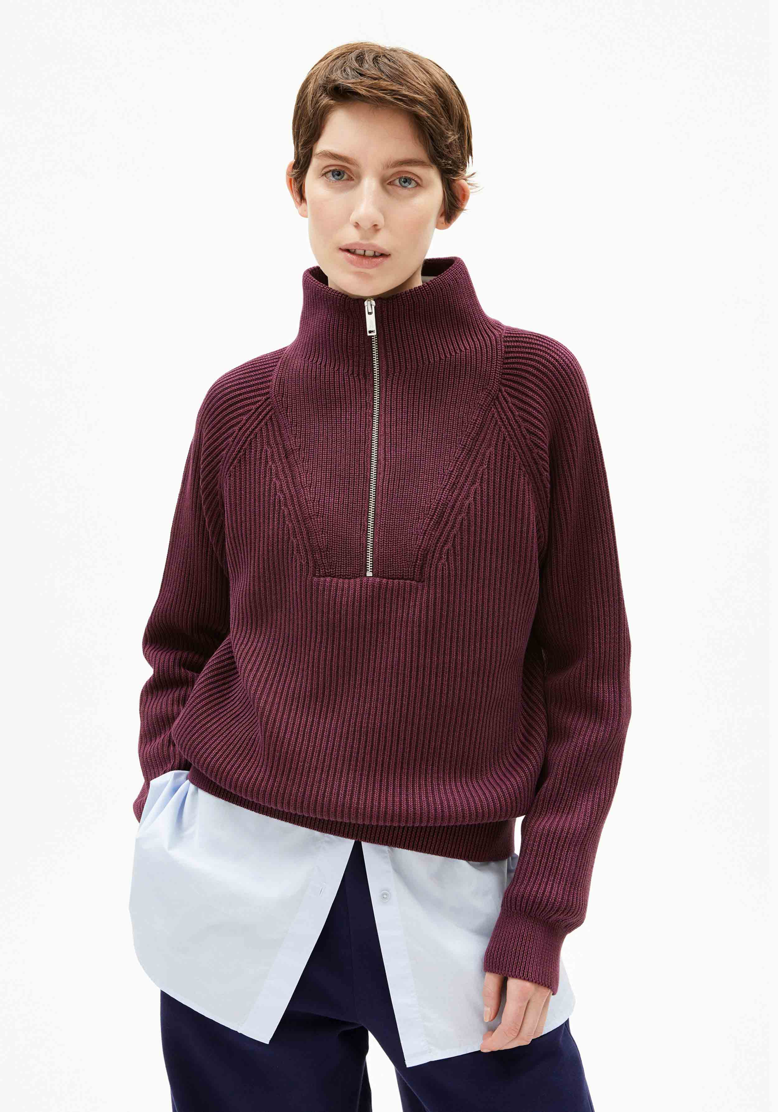 Armedangels Strickpullover Ronyiaas Gmt Dye Dark Cranberry