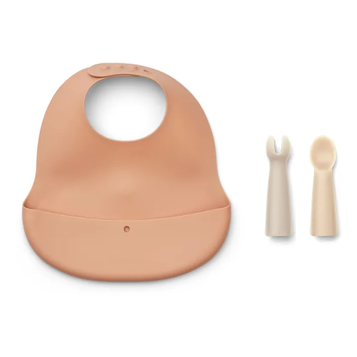 Liewood Bavoir et ses couverts Aspen en silicone | Rose