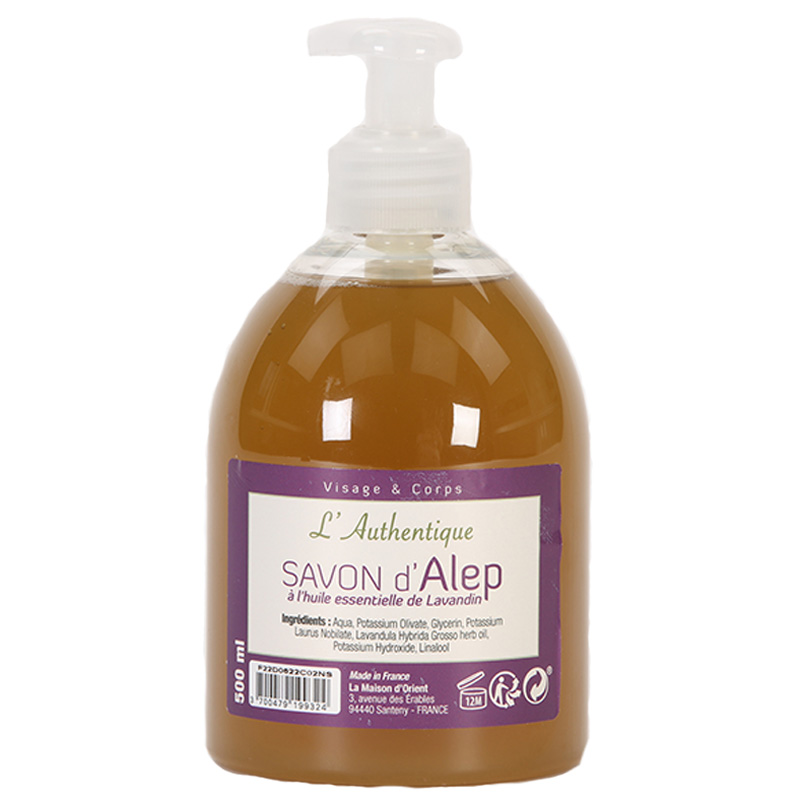 Savon d'Alep liquide - Huile essentielle de lavandin - Visage & corps - 500 ml