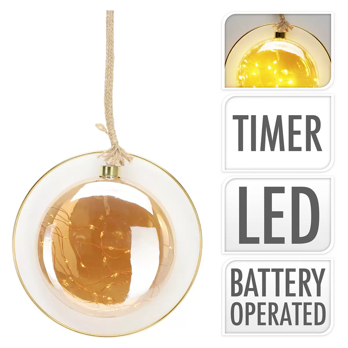 LED-Kugel LED-Ball bernstein,gold