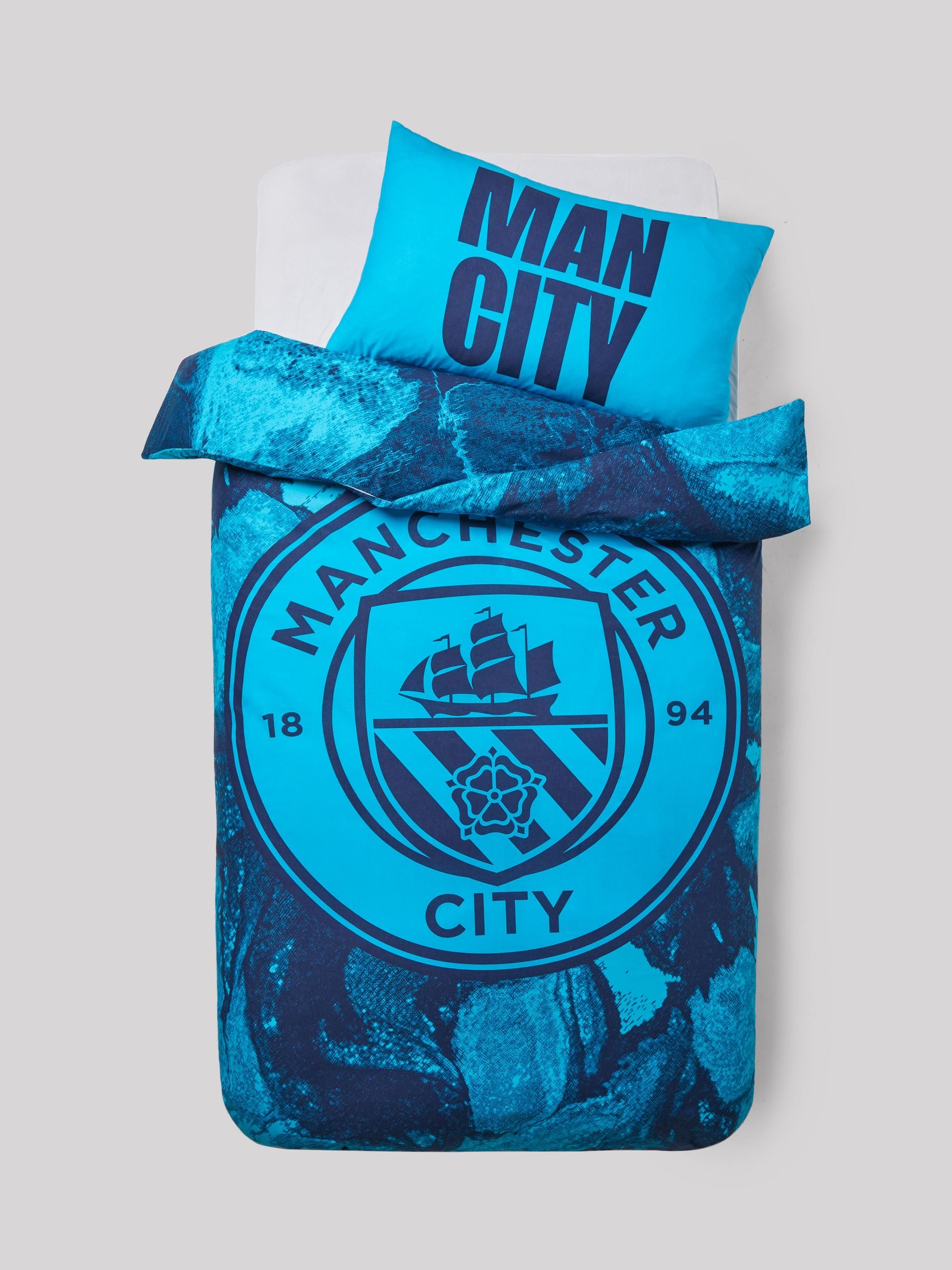 Manchester City 100% katoenen dekbedovertrek en kussensloopset voor eenpersoonsbed