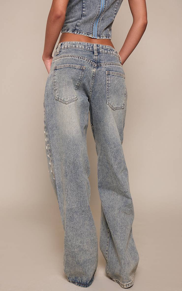 Vintage Jean À Clous Latéraux