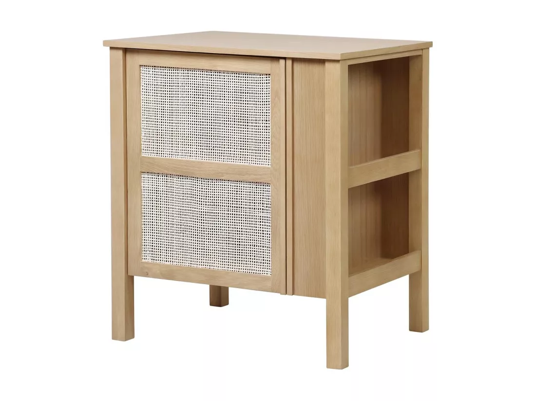 Meuble simple vasque chêne porte cannage 70 cm