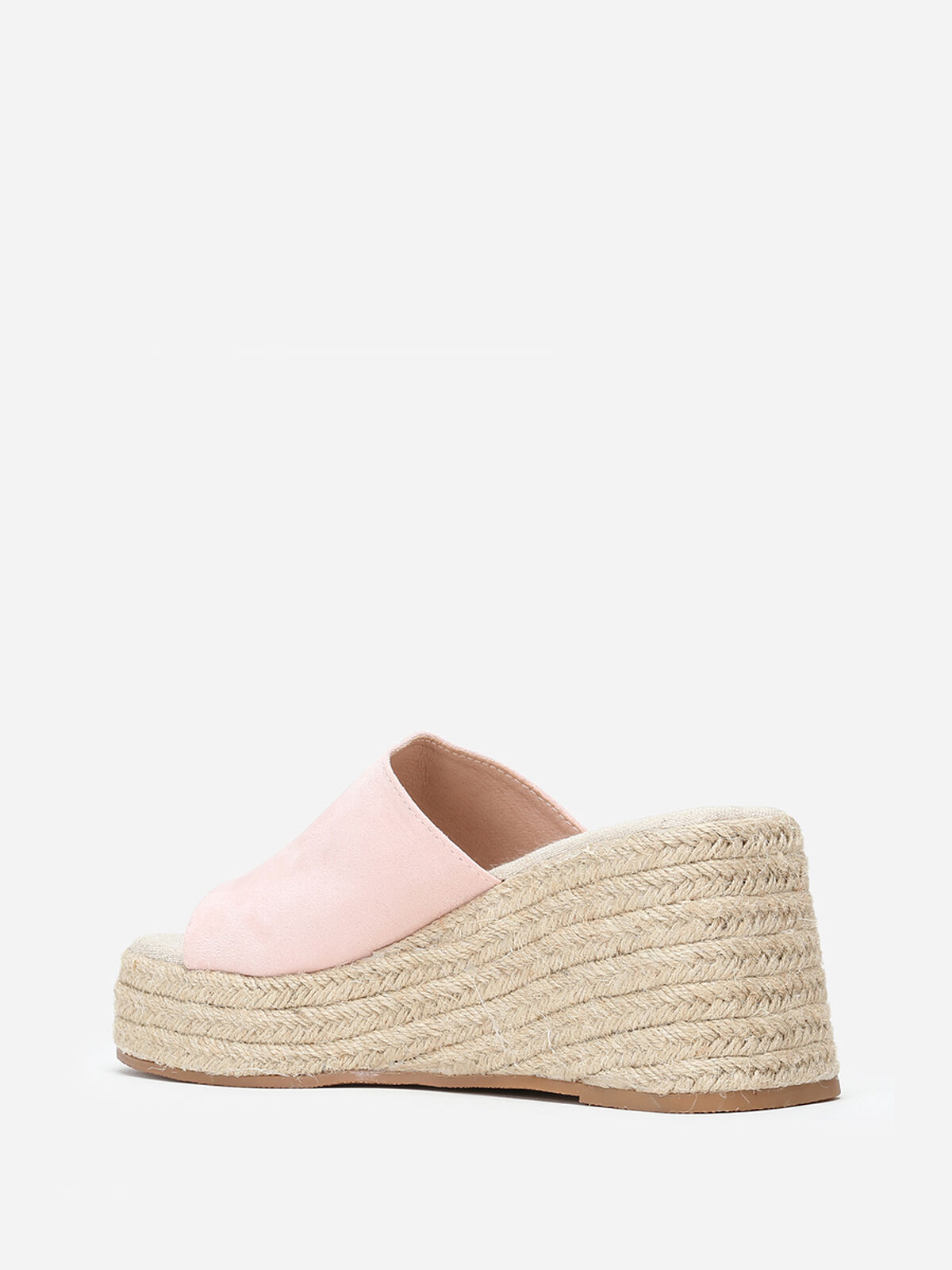 Mules compensées en suédine- Rose