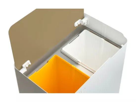 Poubelle cuisine ergonomique, fonctionnelle et élégante, 2 x 20 litres, ECOBOX NOA