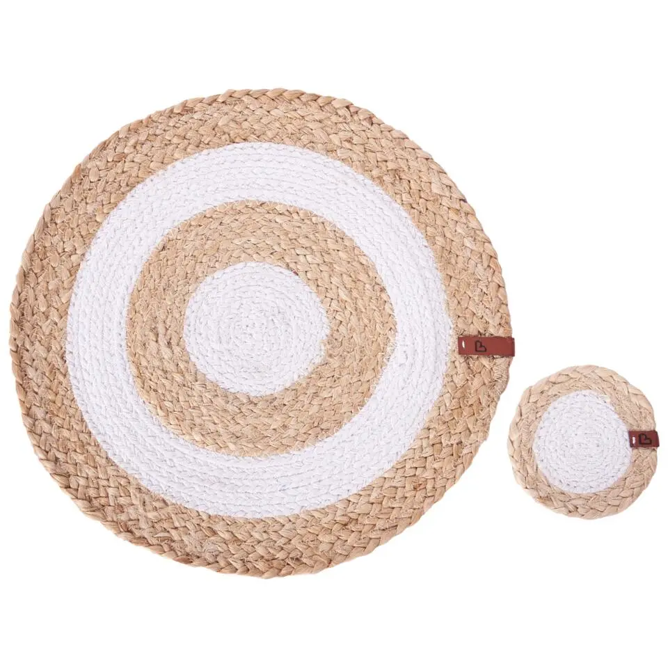 TUMERIC - Set van 12 placemats en onderzetters - Natuurlijk - Jute